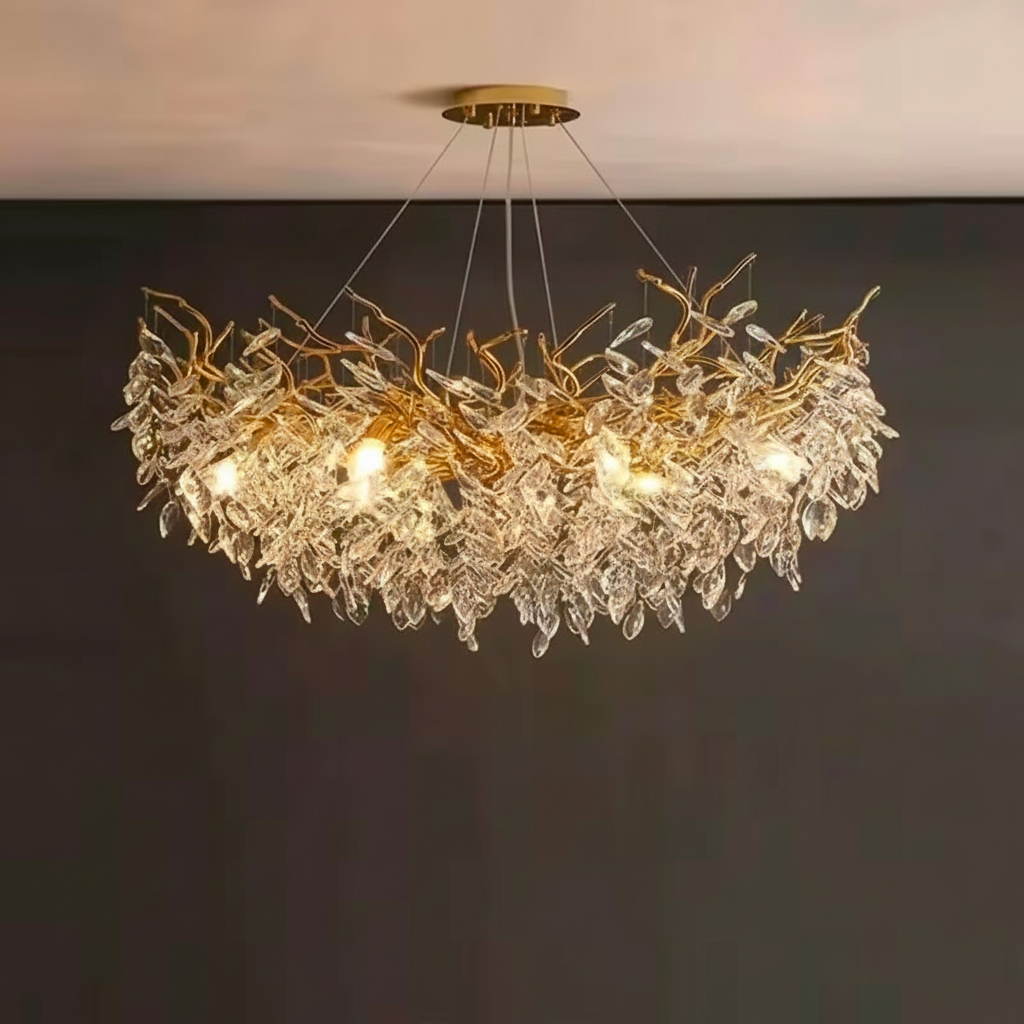 Lustre design feuilles cristal
