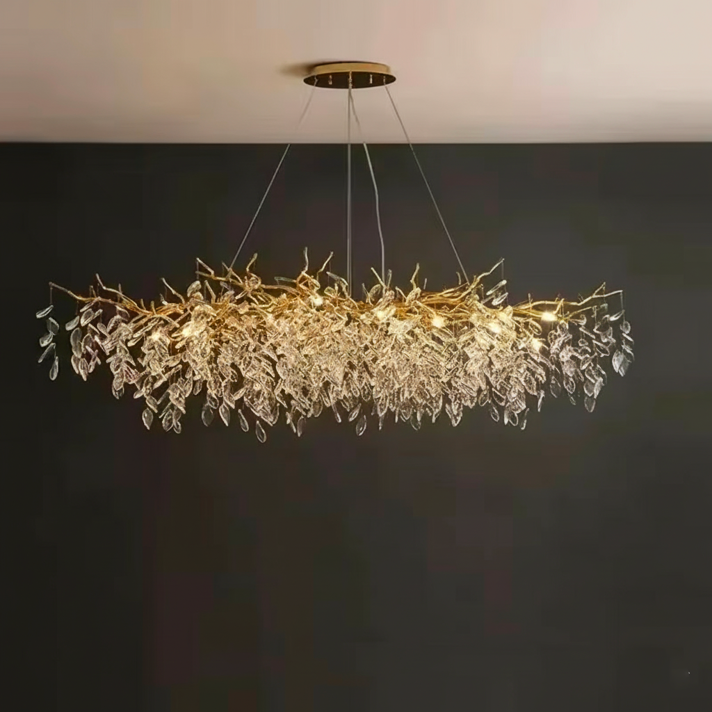 Lustre design feuilles cristal