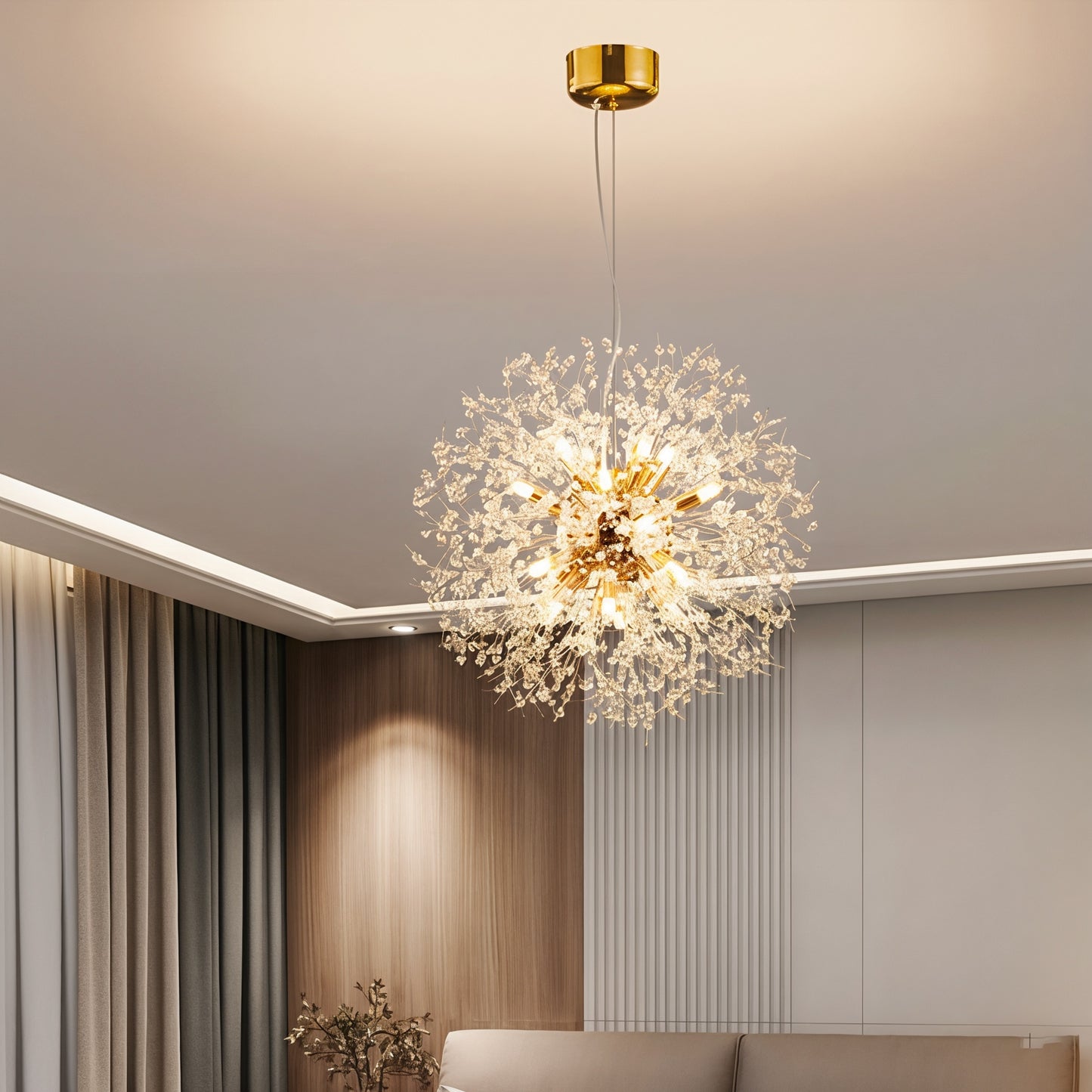 Lustre Doré Et Cristal Pour Intérieurs