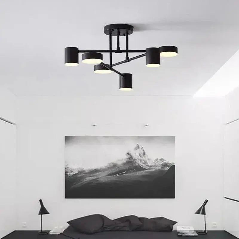 Plafonnier LED Industriel Noir 6 Spots - Maison Lumina