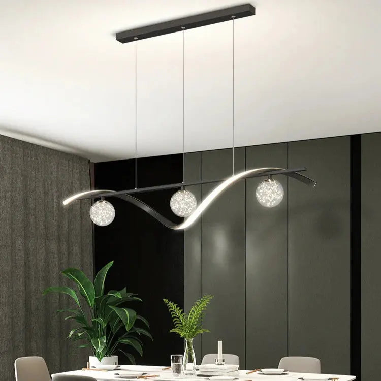 Suspension LED Ondulée Avec Sphères - Maison Lumina