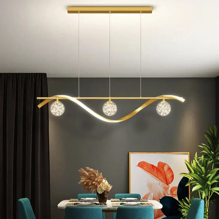 Suspension LED Ondulée Avec Sphères - Maison Lumina