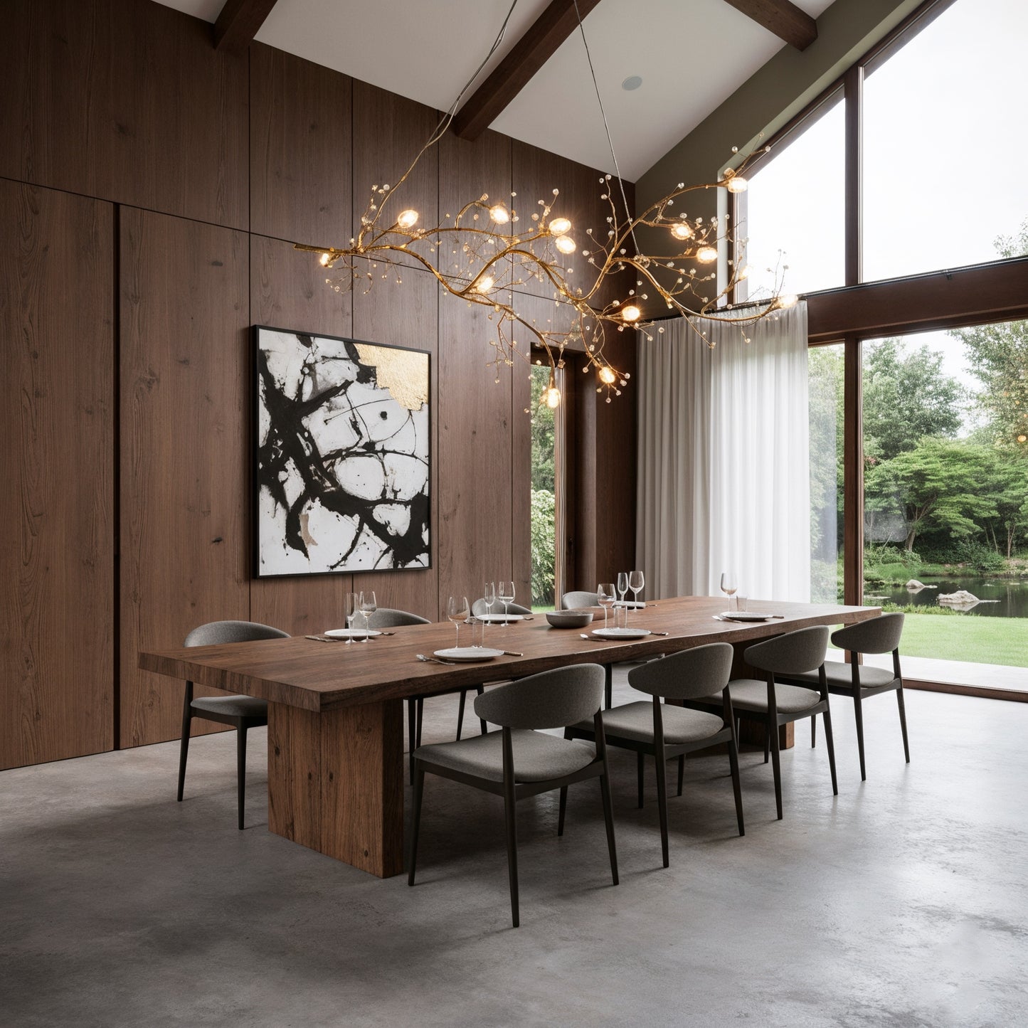 Lustre Artistique En Métal Et Verre