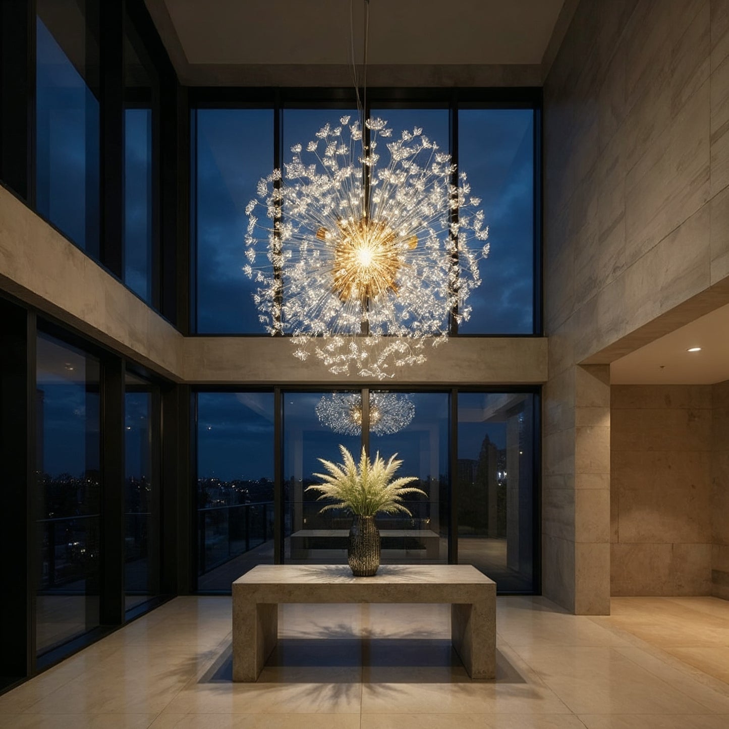 Lustre Doré Et Cristal Pour Intérieurs