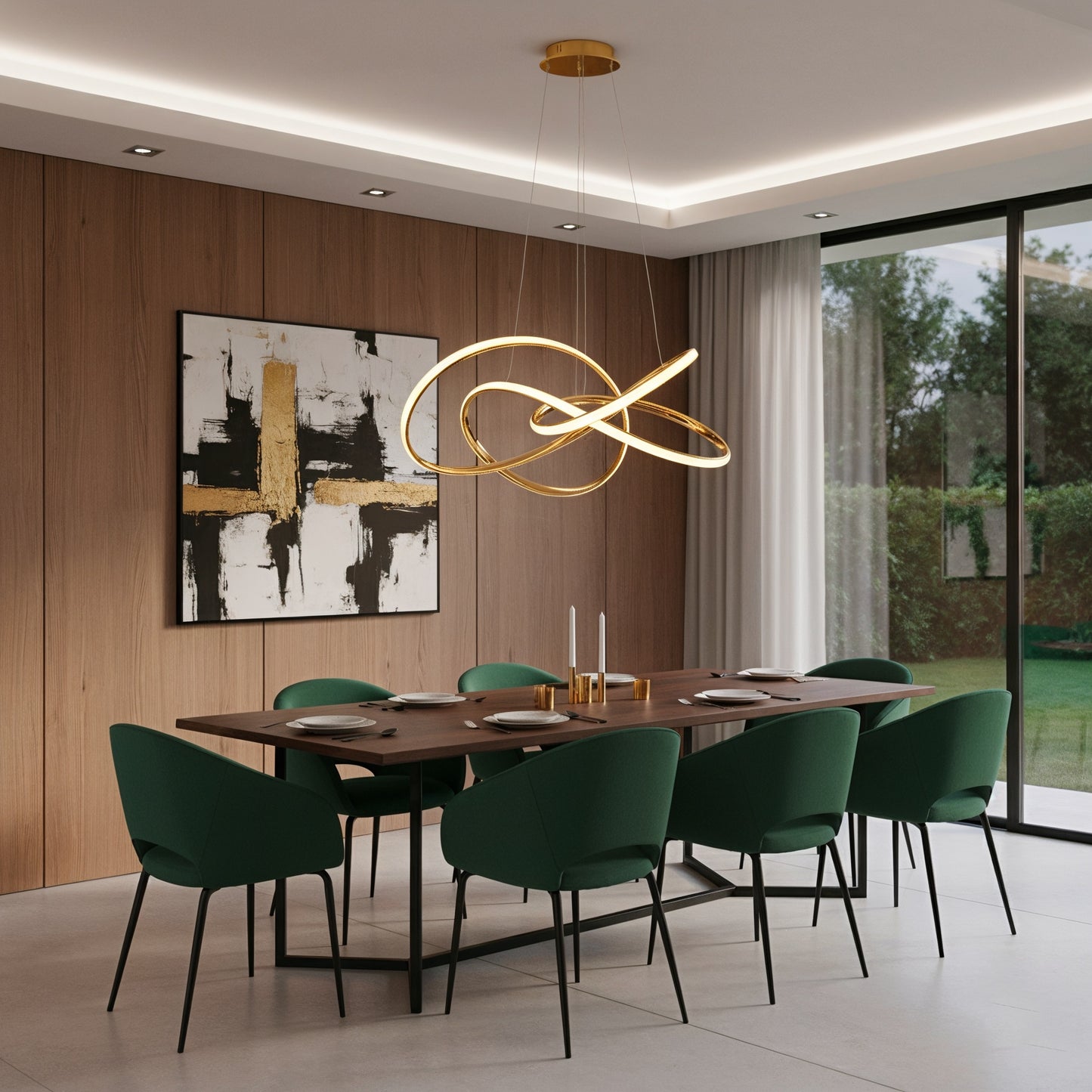 Suspension design dorée