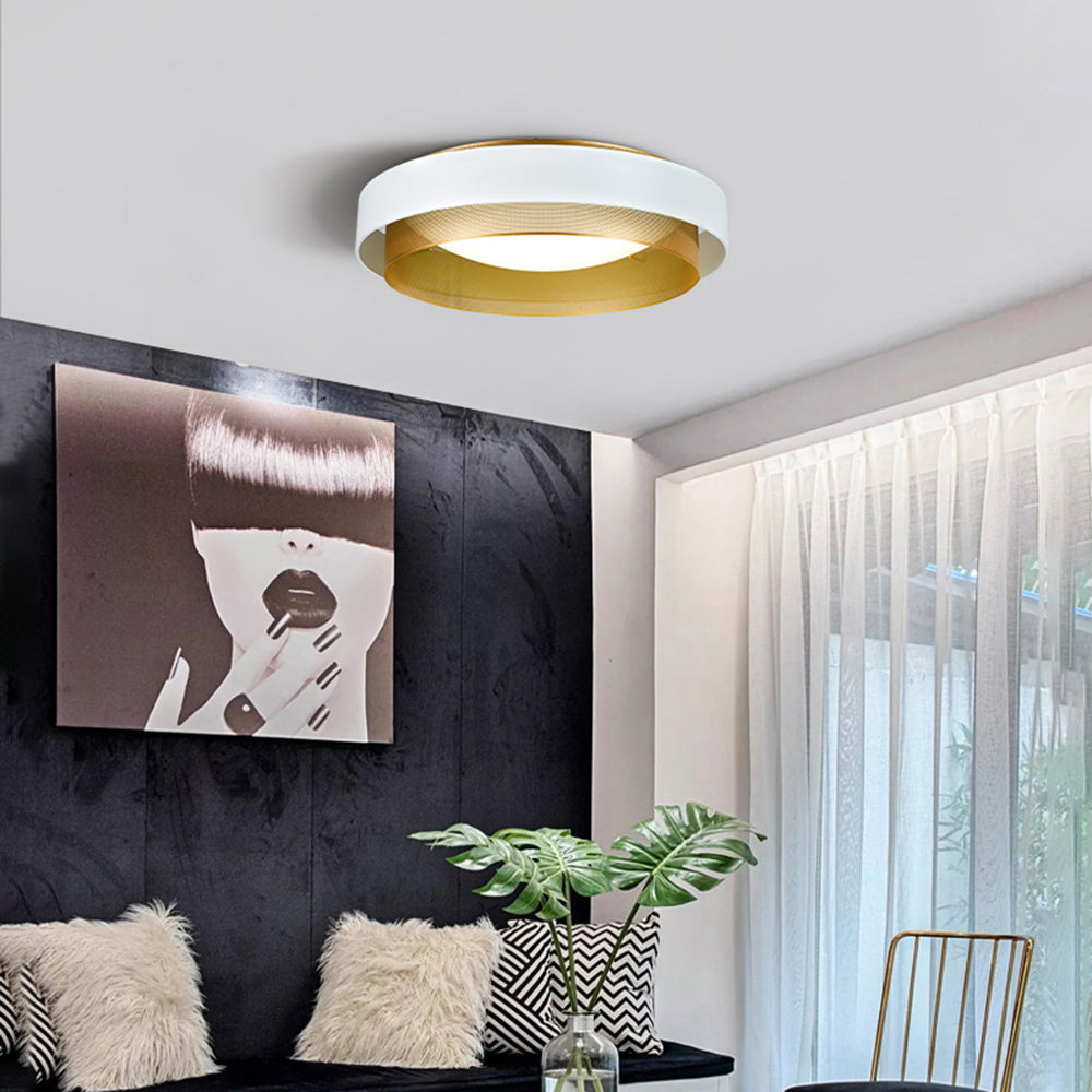 Arisha Plafonnier Anneau Moderne, Métal/Acrylique, Noir/Blanc, Salon - Neutralighting