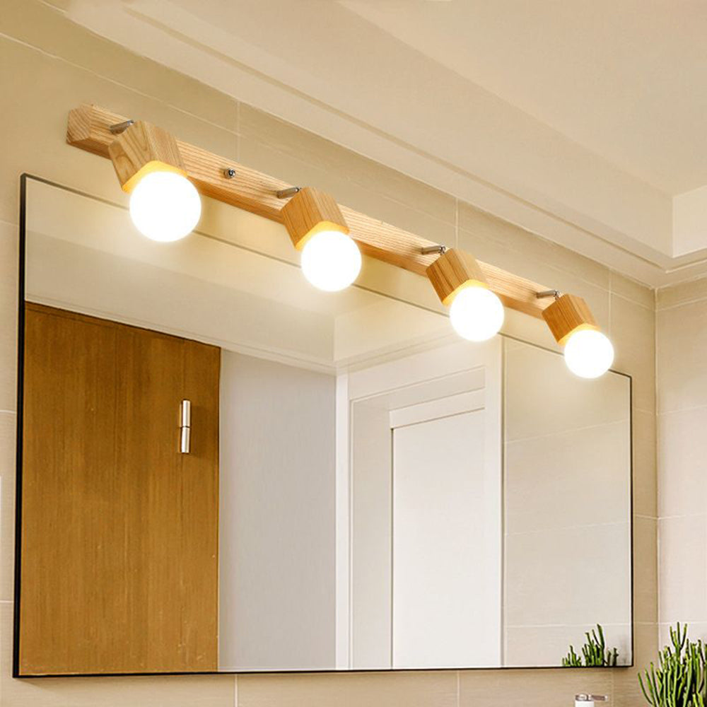 Winna Applique Murale LED Carrée Globe Réglable Naturelle Métal/Bois - Neutralighting