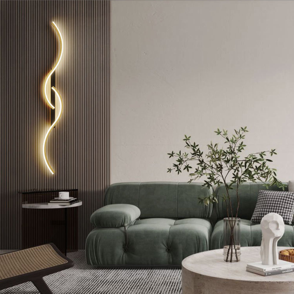 Lumor Applique Murale Vague Design Moderne Noir/Or Salon - Neutralighting