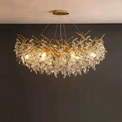 Lustre design feuilles cristal