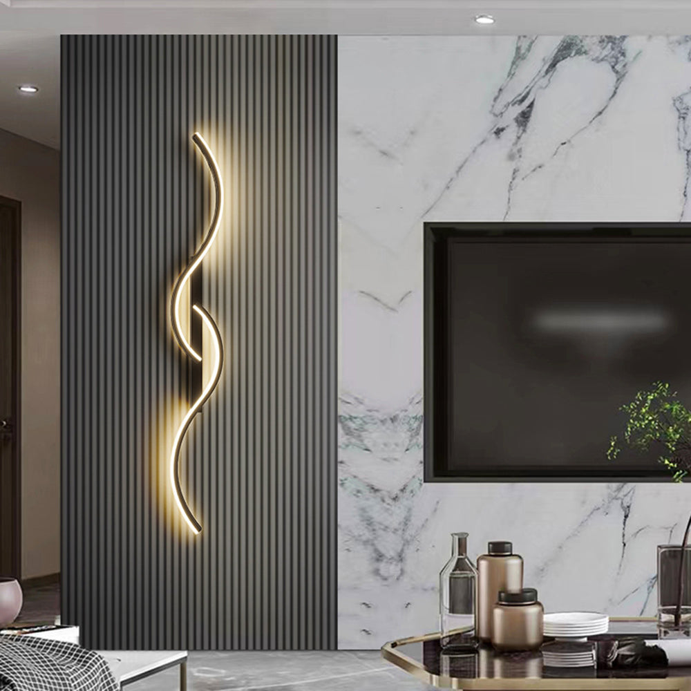 Lumor Applique Murale Vague Design Moderne Noir/Or Salon - Neutralighting