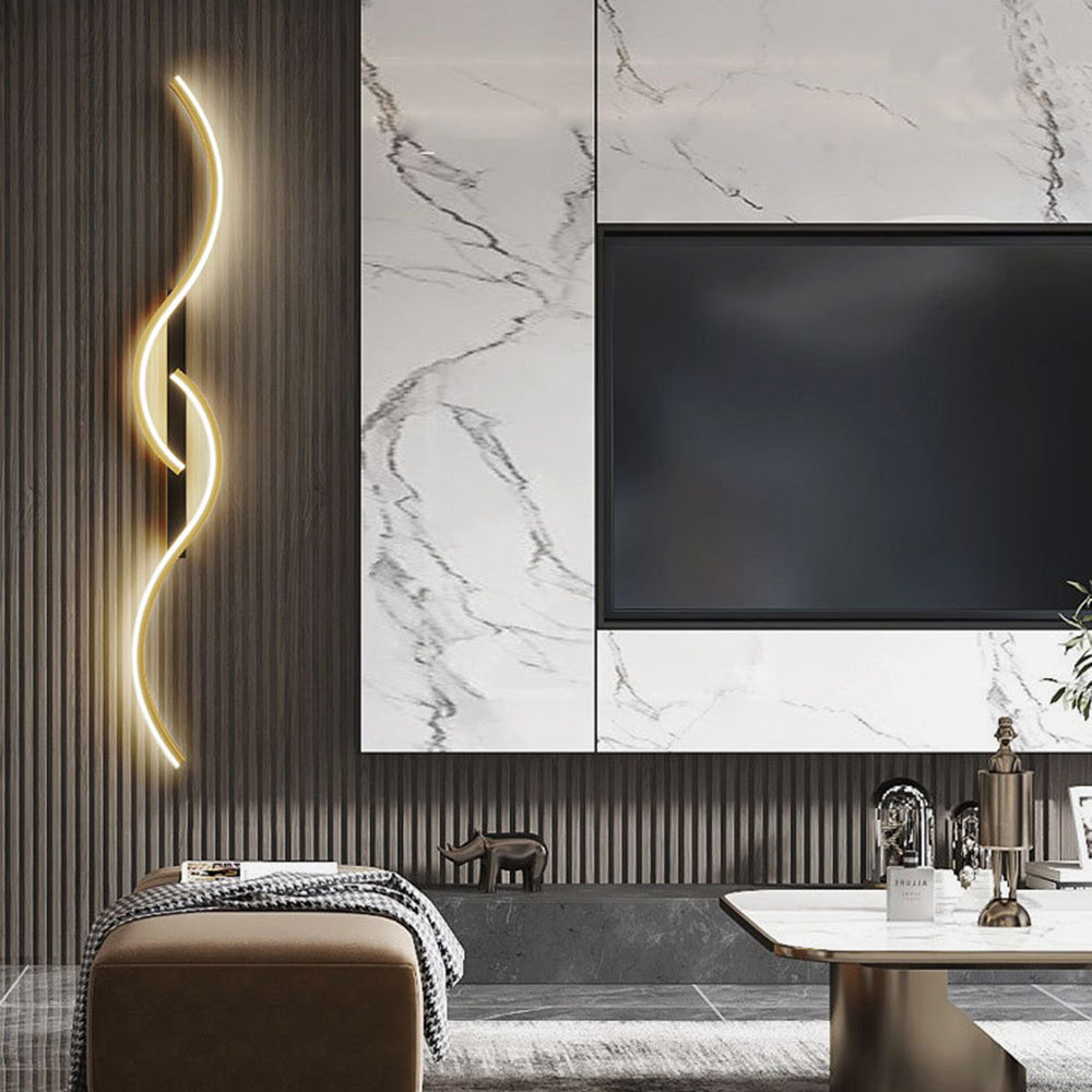 Lumor Applique Murale Vague Design Moderne Noir/Or Salon - Neutralighting