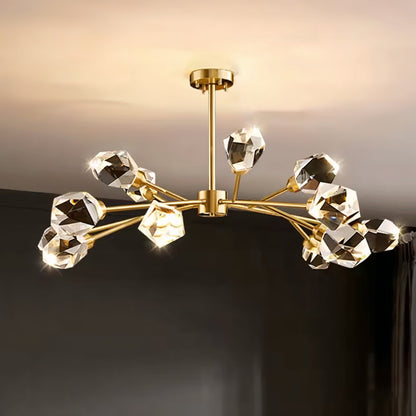Lustre moderne doré à cristaux