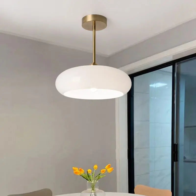 Plafonnier Rond En Verre Et Métal - Maison Lumina