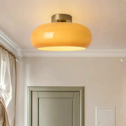 Plafonnier Rond En Verre Et Métal - Maison Lumina