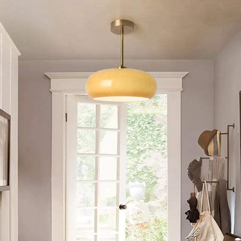 Plafonnier Rond En Verre Et Métal - Maison Lumina
