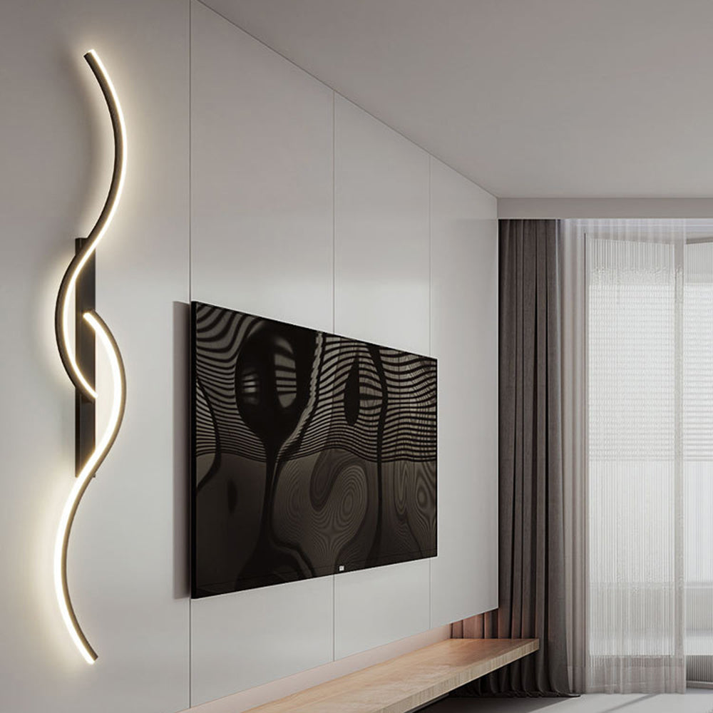 Lumor Applique Murale Vague Design Moderne Noir/Or Salon - Neutralighting