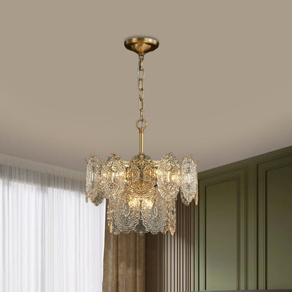 Lustre Cristal Doré Rétro - Maison Lumina