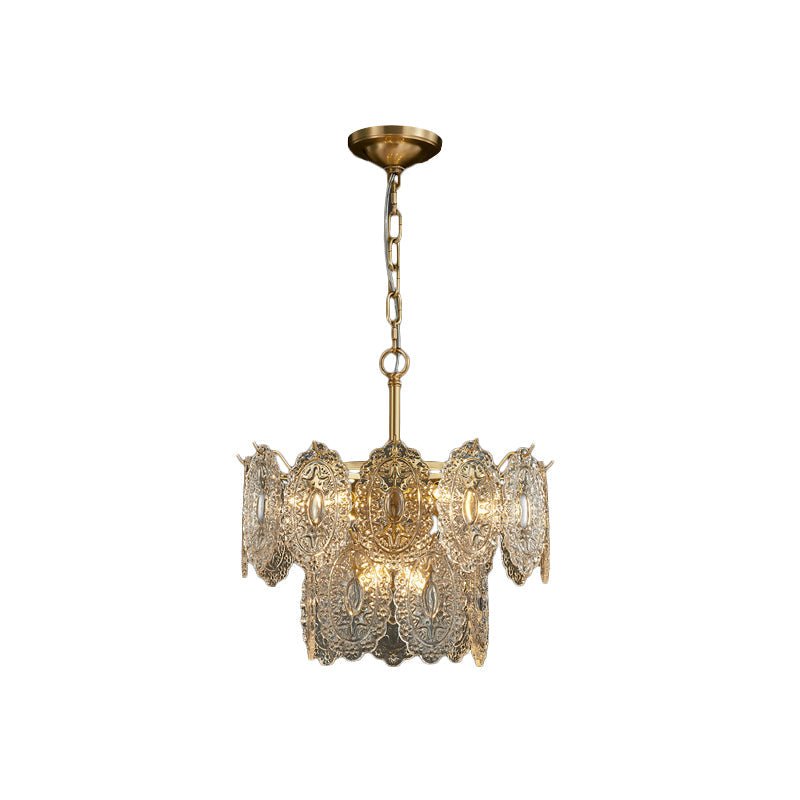 Lustre Cristal Doré Rétro - Maison Lumina