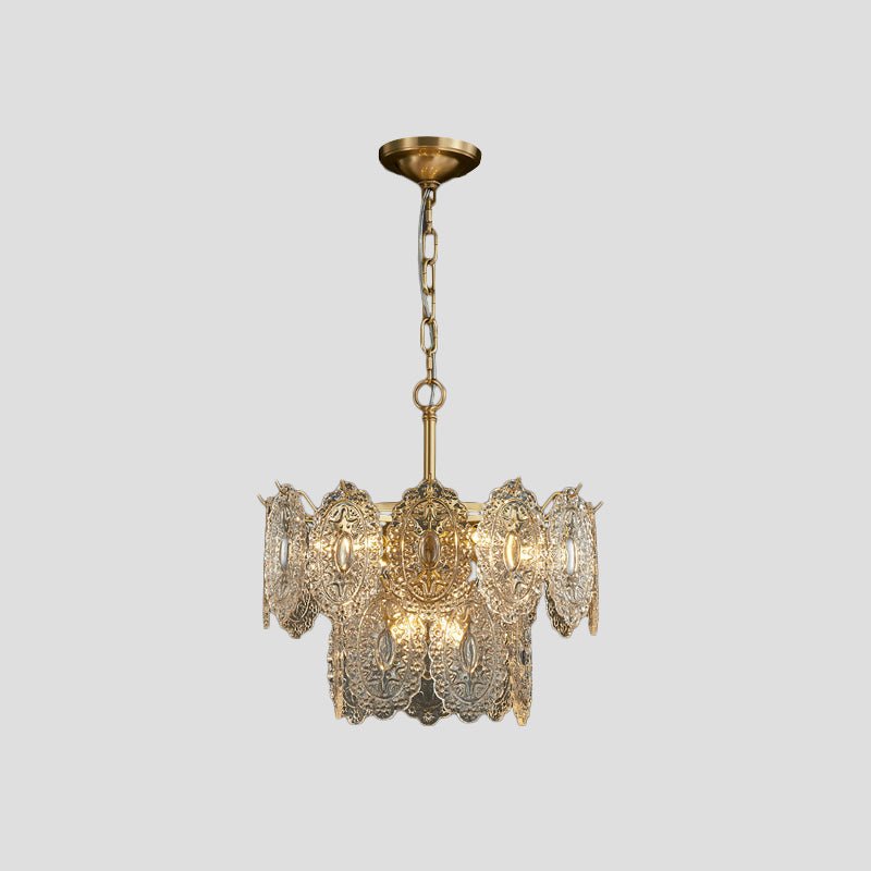 Lustre Cristal Doré Rétro - Maison Lumina