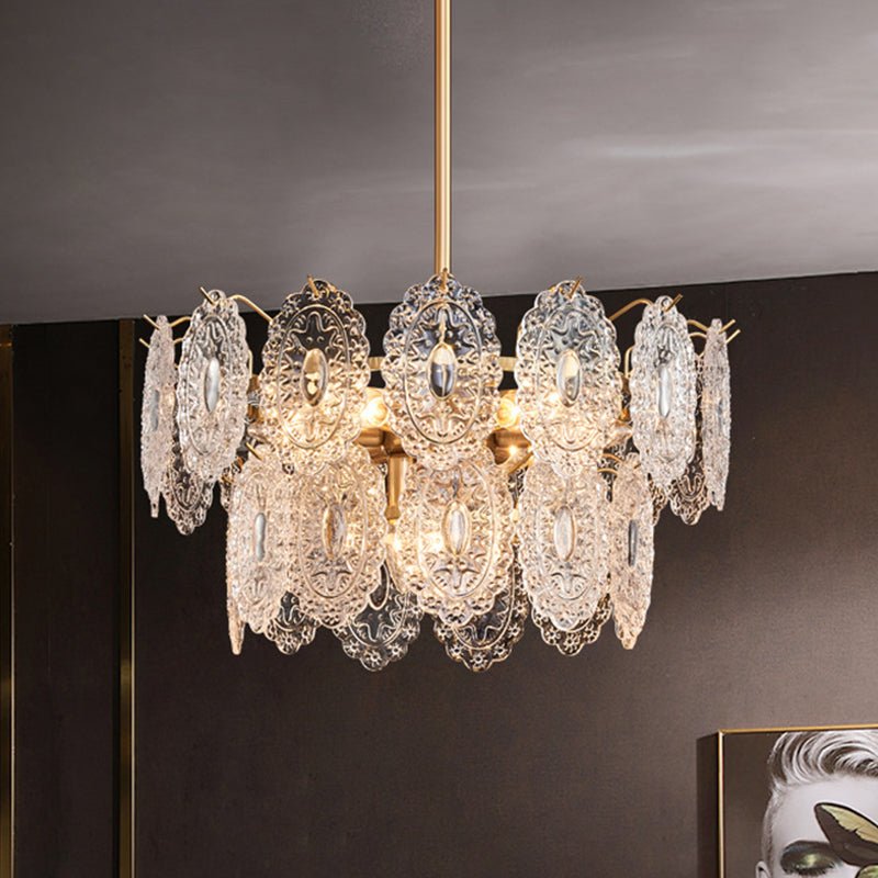Lustre Cristal Doré Rétro - Maison Lumina