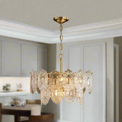 Lustre Cristal Doré Rétro - Maison Lumina