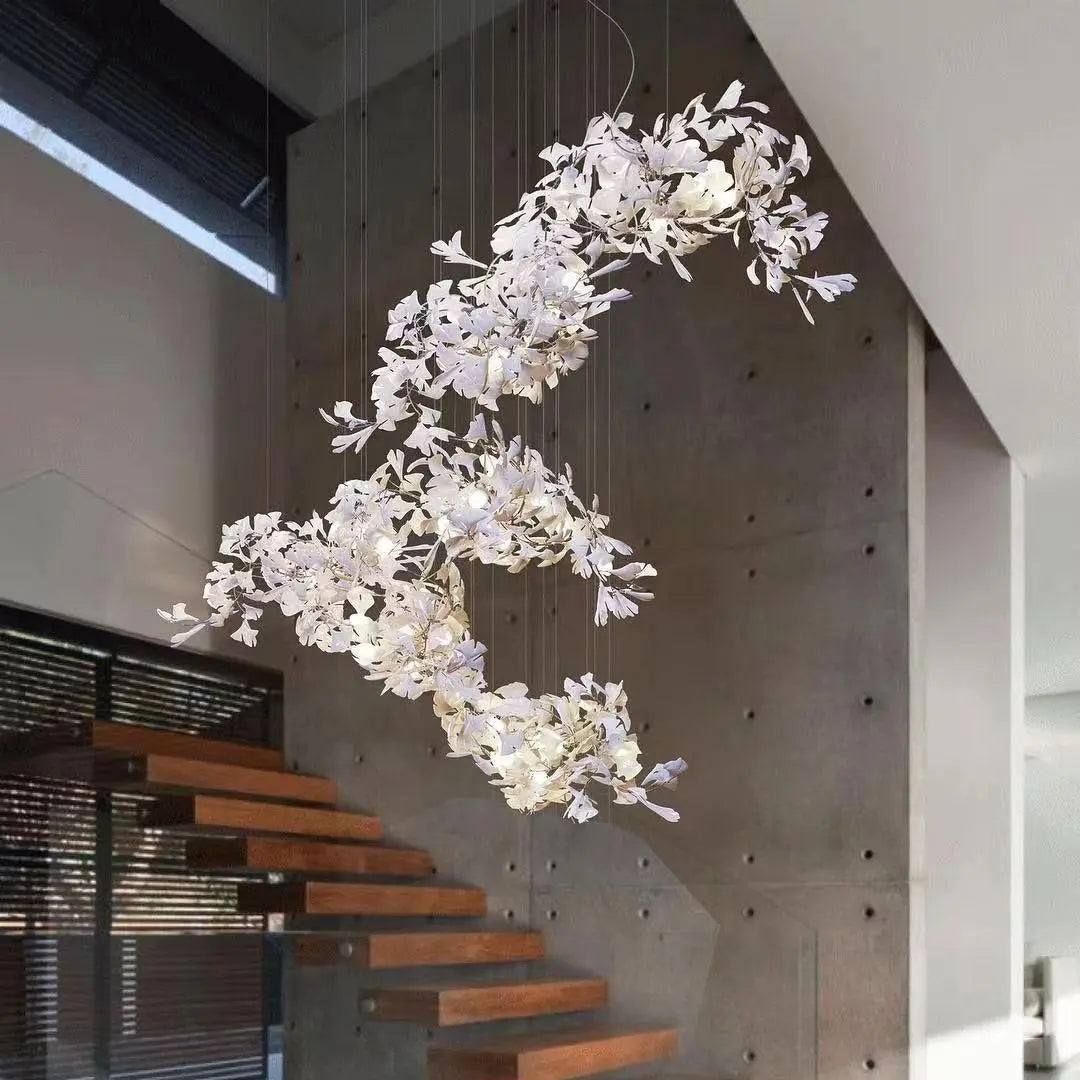 Suspension Florale En Métal Doré - Maison Lumina