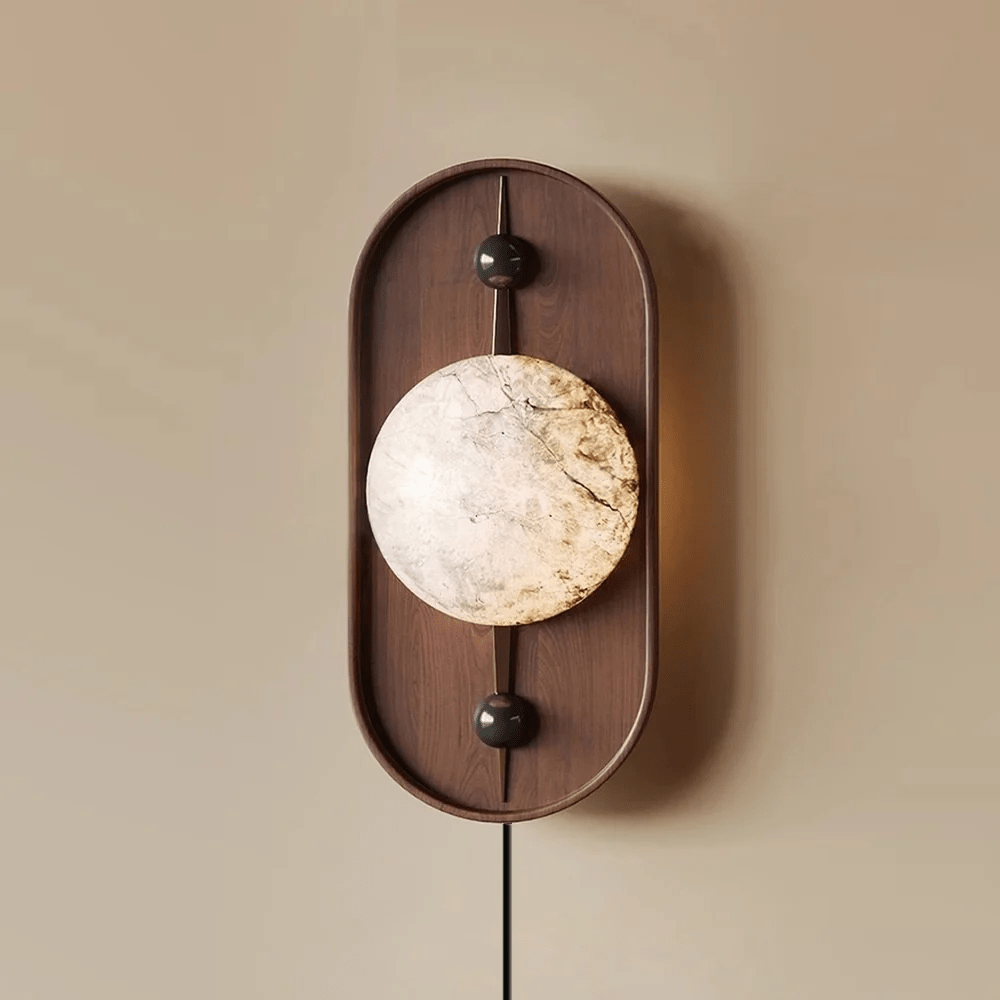 Lyvaran Applique Murale Ovale en Albâtre et Bois - Neutralighting