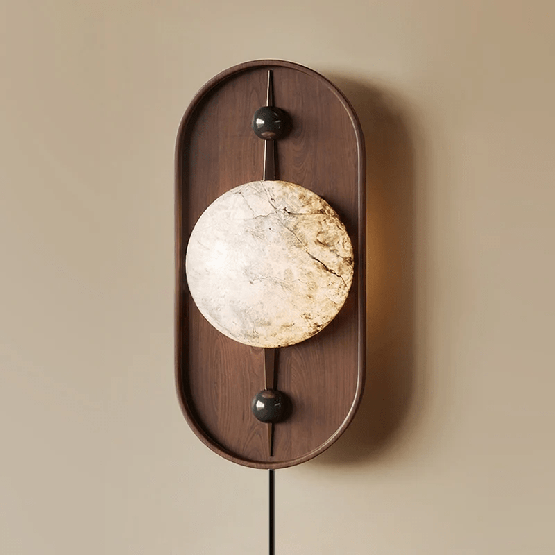 Lyvaran Applique Murale Ovale en Albâtre et Bois - Neutralighting