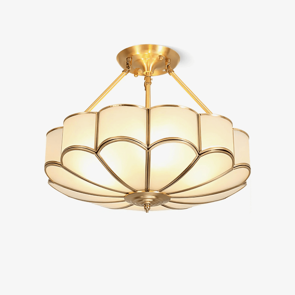 Solara Plafonnier en Verre Givré Pétale Laiton Art - Neutralighting