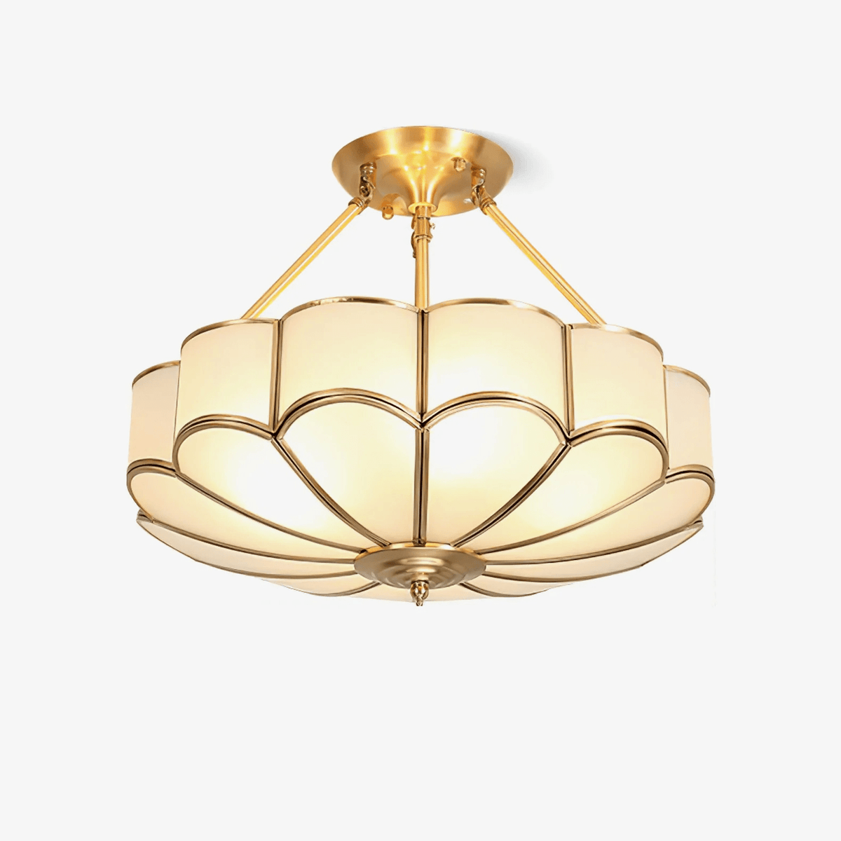 Solara Plafonnier en Verre Givré Pétale Laiton Art - Neutralighting