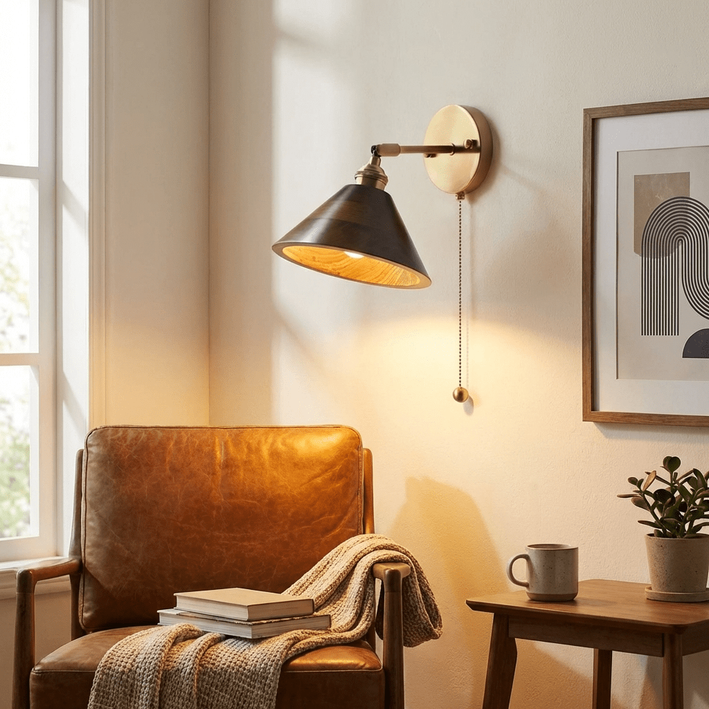 Vintage Wood Wall Lamp – detail 2