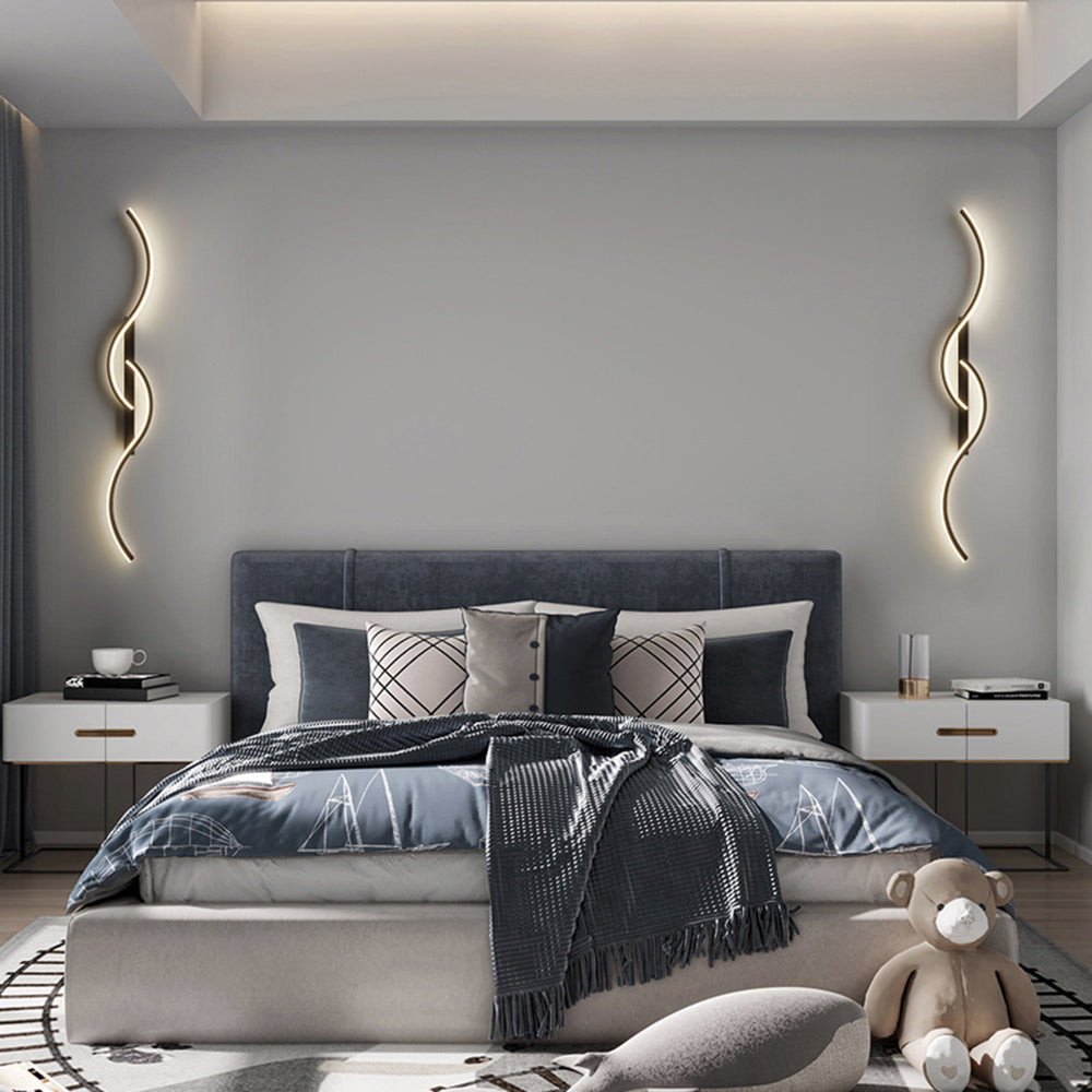 Lumor Applique Murale Vague Design Moderne Noir/Or Salon - Neutralighting