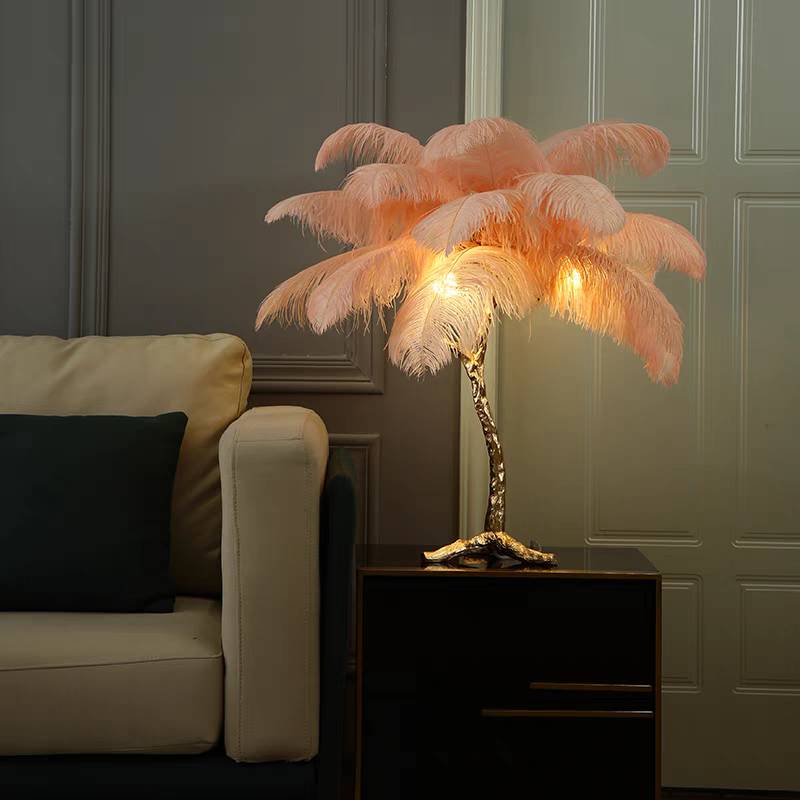 Lampadaire Fleur Luxe Plume/Métal Coloré Salon - Neutralighting