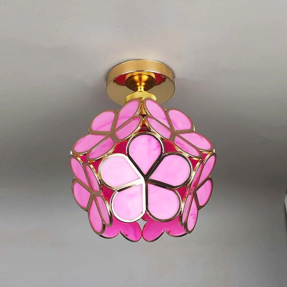 Plafonnier en Verre Fleurs - Maison Lumina