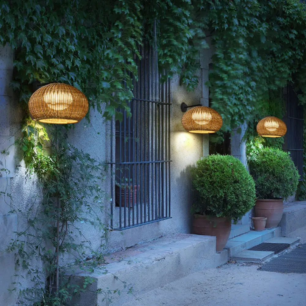 Applique Murale Extérieur Style Rotin - Maison Lumina