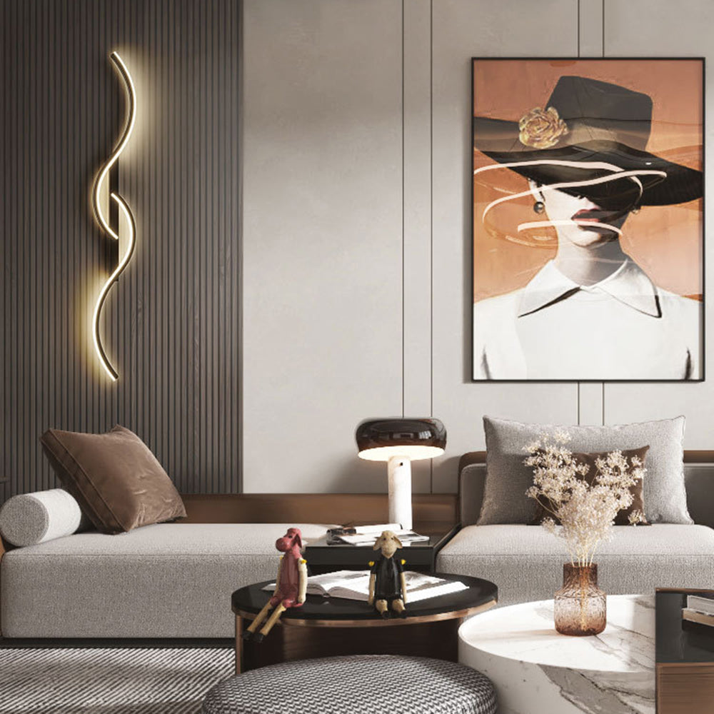 Lumor Applique Murale Vague Design Moderne Noir/Or Salon - Neutralighting