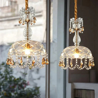 Lustre Retro Cristal Doré - Maison Lumina