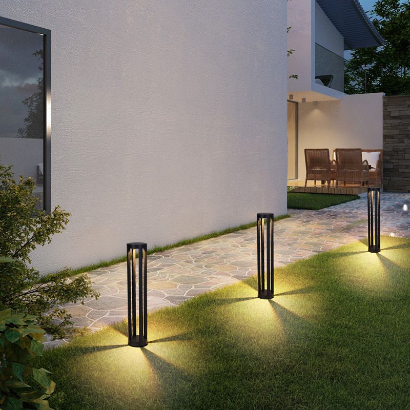Ray Borne Extérieure Cylindre Minimaliste, Métal, Noir, Cour - Neutralighting