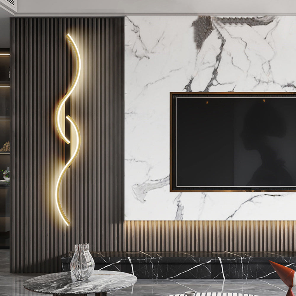 Lumor Applique Murale Vague Design Moderne Noir/Or Salon - Neutralighting