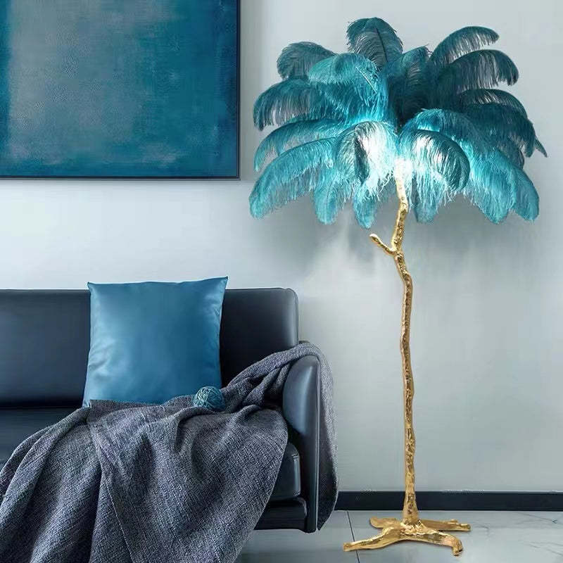 Lampadaire Fleur Luxe Plume/Métal Coloré Salon - Neutralighting