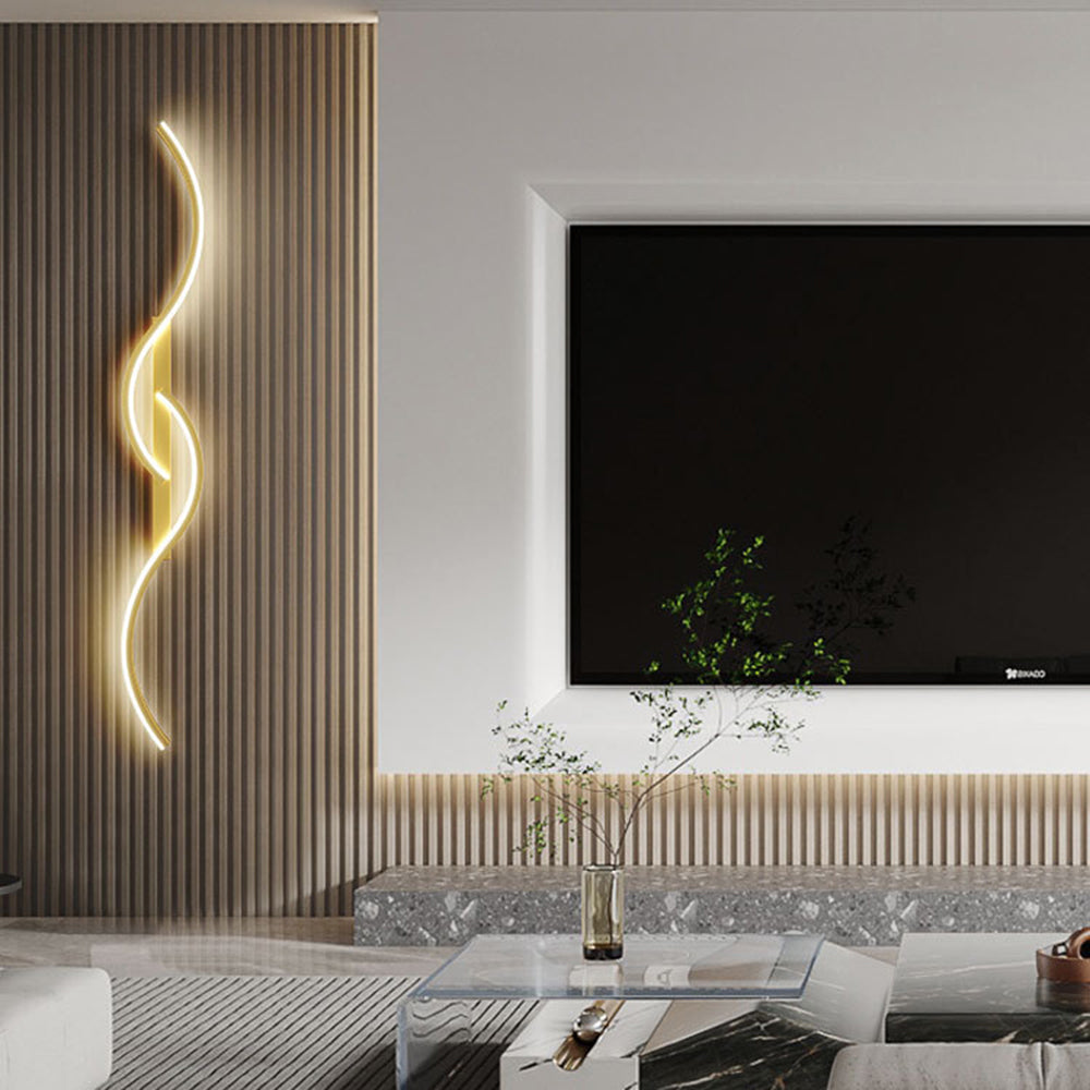 Lumor Applique Murale Vague Design Moderne Noir/Or Salon - Neutralighting