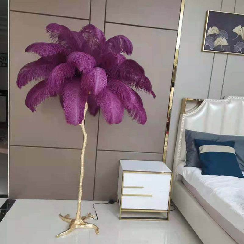Lampadaire Fleur Luxe Plume/Métal Coloré Salon - Neutralighting