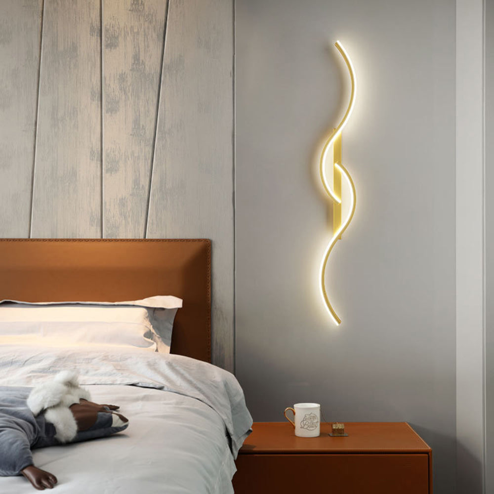 Lumor Applique Murale Vague Design Moderne Noir/Or Salon - Neutralighting