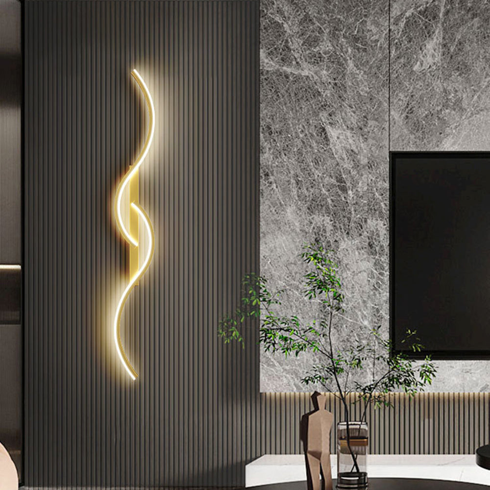 Lumor Applique Murale Vague Design Moderne Noir/Or Salon - Neutralighting