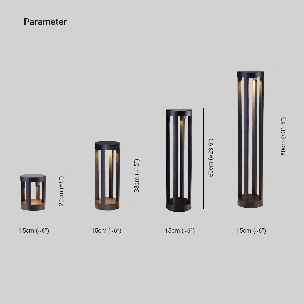 Ray Borne Extérieure Cylindre Minimaliste, Métal, Noir, Cour - Neutralighting