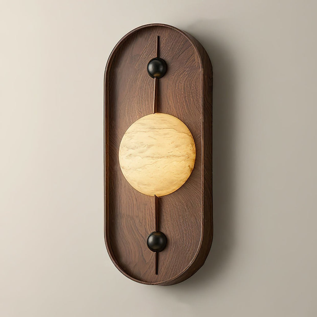 Lyvaran Applique Murale Ovale en Albâtre et Bois - Neutralighting