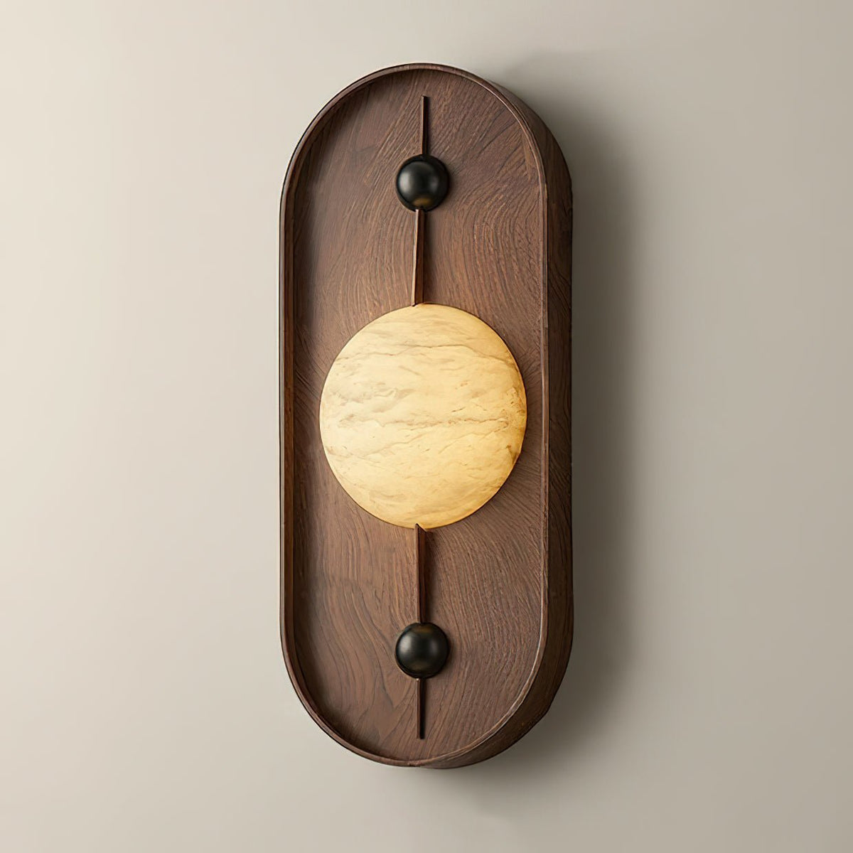 Lyvaran Applique Murale Ovale en Albâtre et Bois - Neutralighting