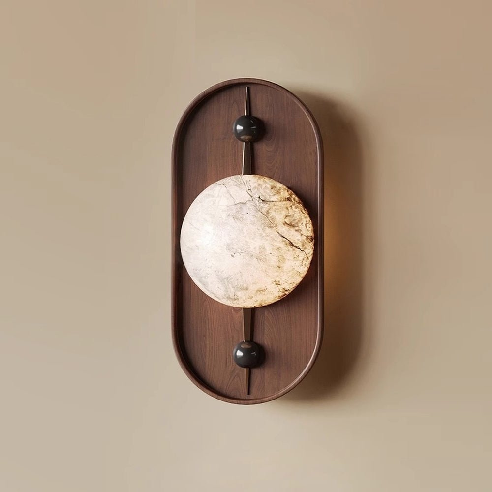 Lyvaran Applique Murale Ovale en Albâtre et Bois - Neutralighting