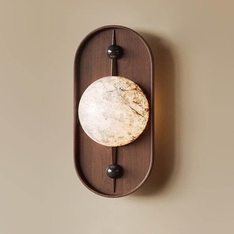 Lyvaran Applique Murale Ovale en Albâtre et Bois - Neutralighting