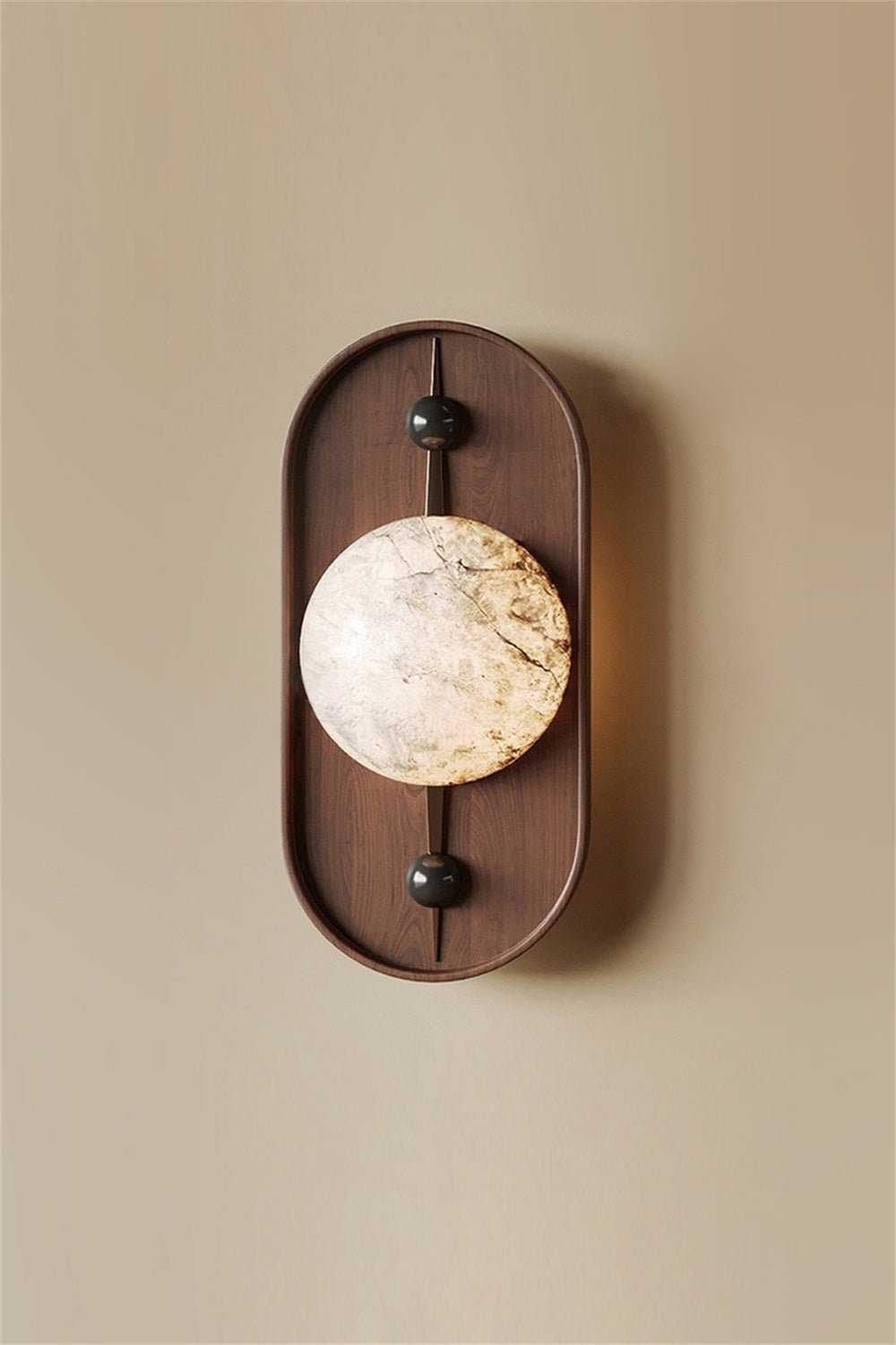 Lyvaran Applique Murale Ovale en Albâtre et Bois - Neutralighting